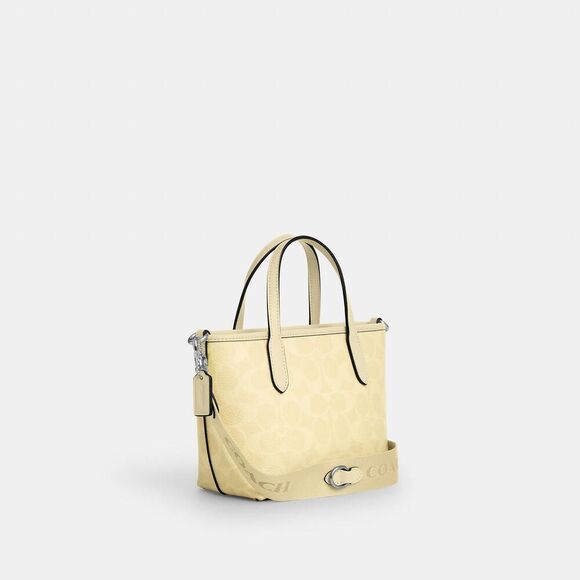 Coach City Mini Tote Bag In Signature Canvas Butter Yellow Crossbody Purse - Picture 11 of 15